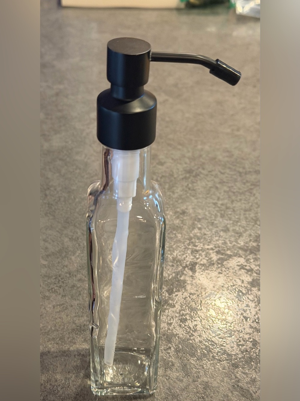 Tall skinny glass soap/lotion dispenser